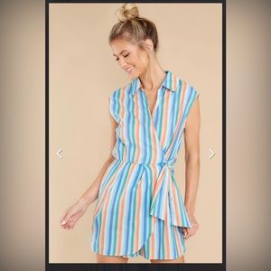 NWT Red Dress Boutique | Molly Bracken Blue Honfleur Wrap Front Romper Size M